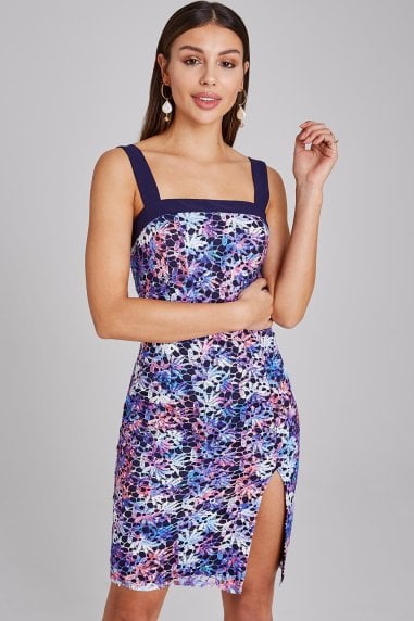 Essex Navy Printed-Lace Dress