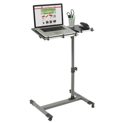 Adjustable Rolling Laptop Desk w/ Tilting Tabletop - Black