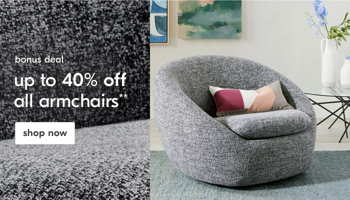 up to 40% off all armchairs**