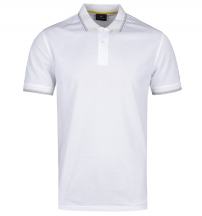 PS Paul Smith Regular Fit Stripe Tipped White Polo Shirt