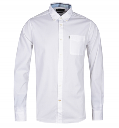 Barbour Heatherbank Tailored Fit Long Sleeve White Shirt