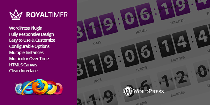 RoyalTimer Multicolor Countdown Timer WordPress Plugin