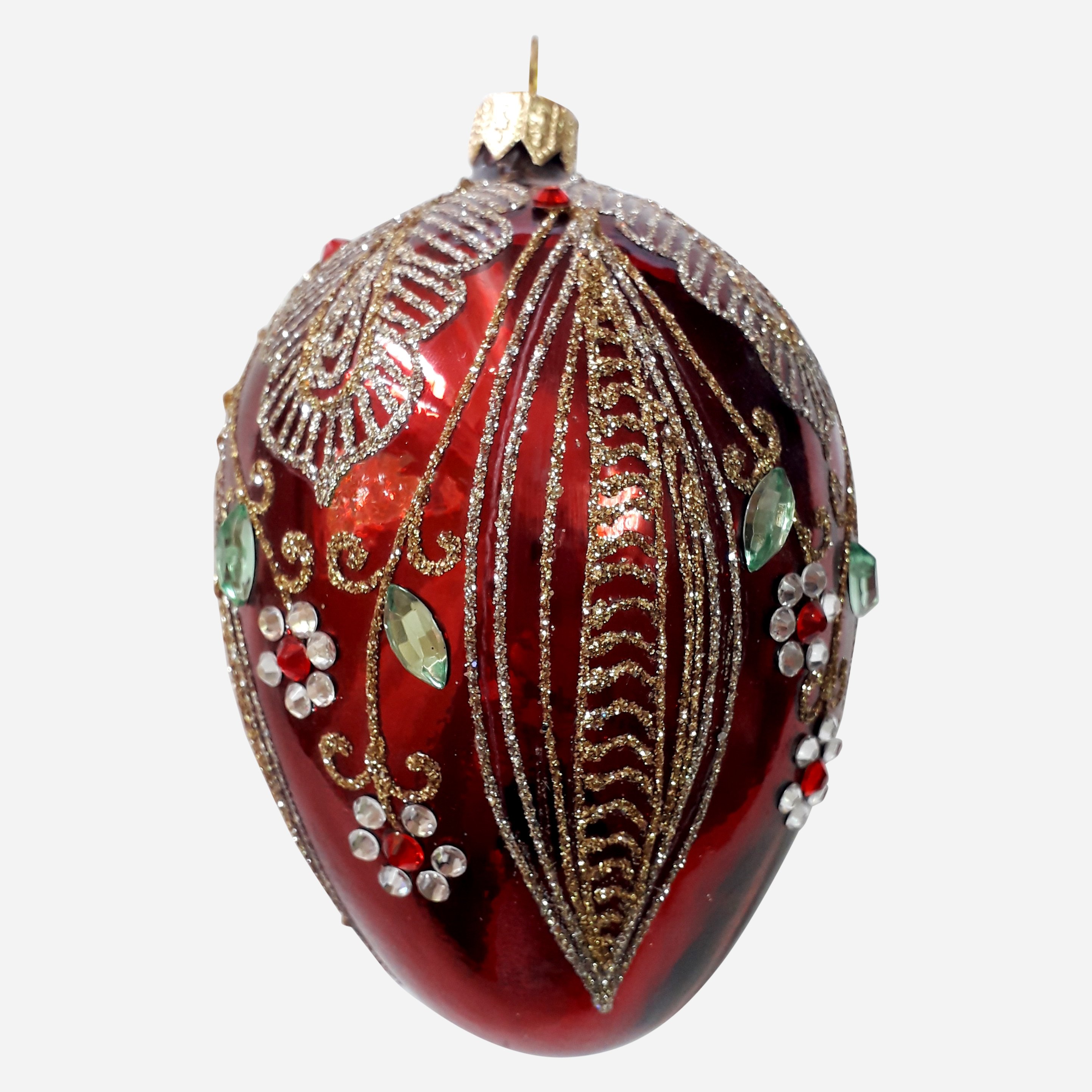 Image of Red Egg with Gems Ornament