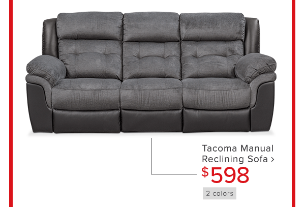 tacoma manual reclining sofa $598 shop now