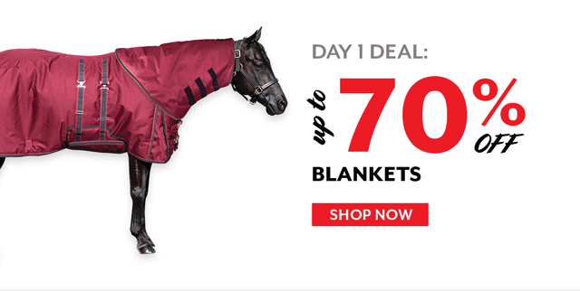Day 1's deal: Up to 70% off Turnout & Stable Blankets.