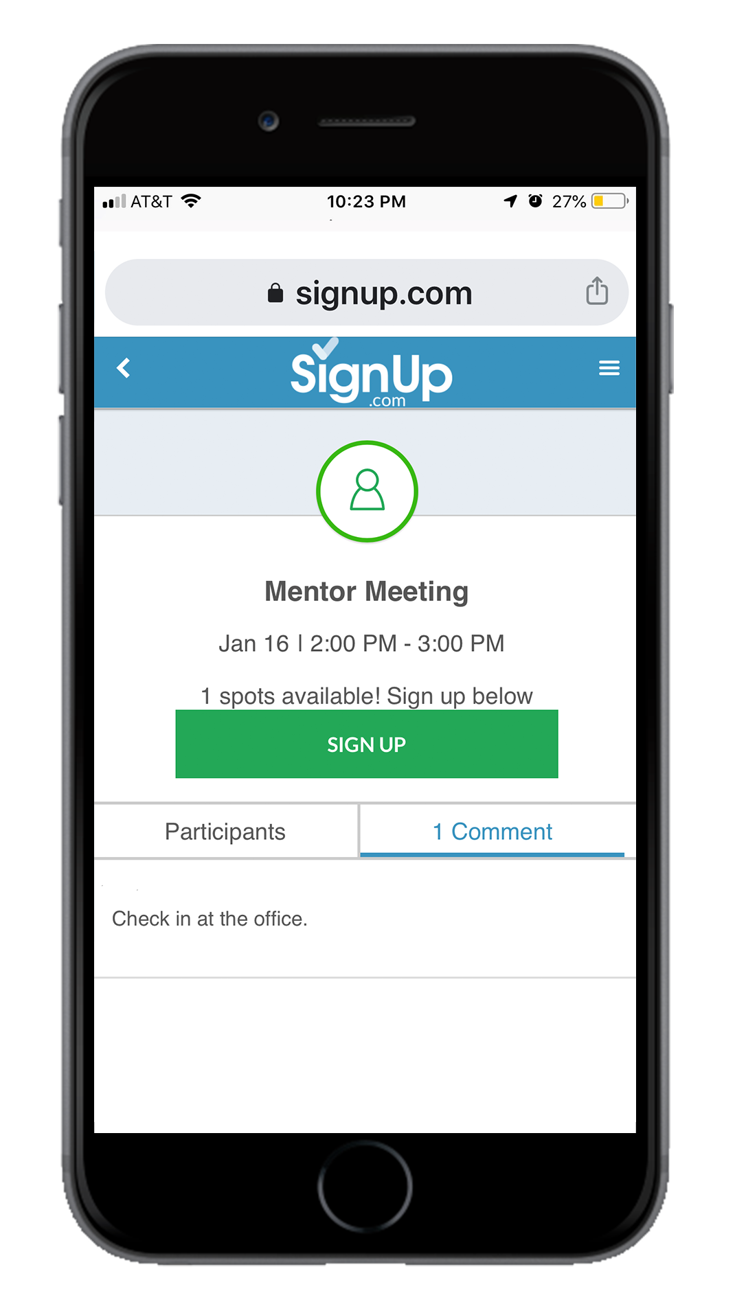 iPhone Mentor Meeting on SignUp