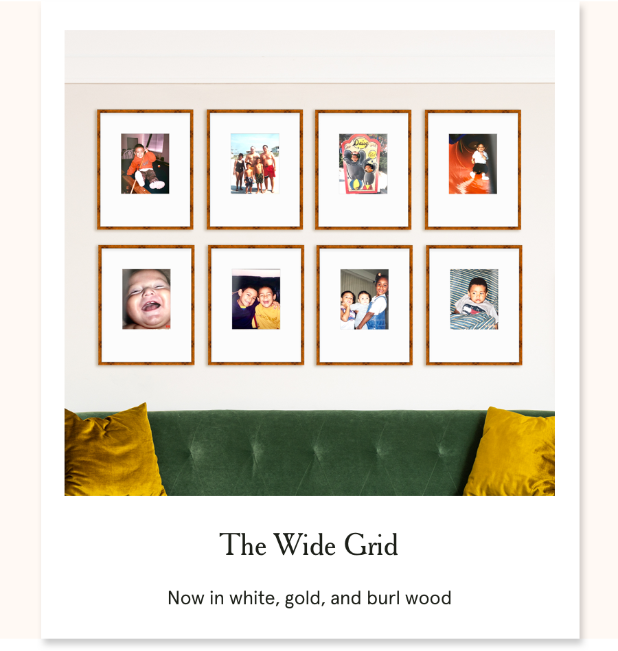 The Wide Grid: Now in white, gold, and burl wood
