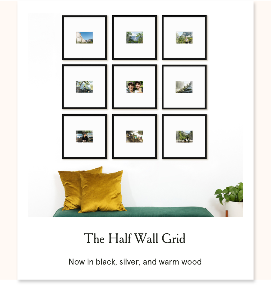 The Half Wall Grid: Now in black, silver, and warm wood