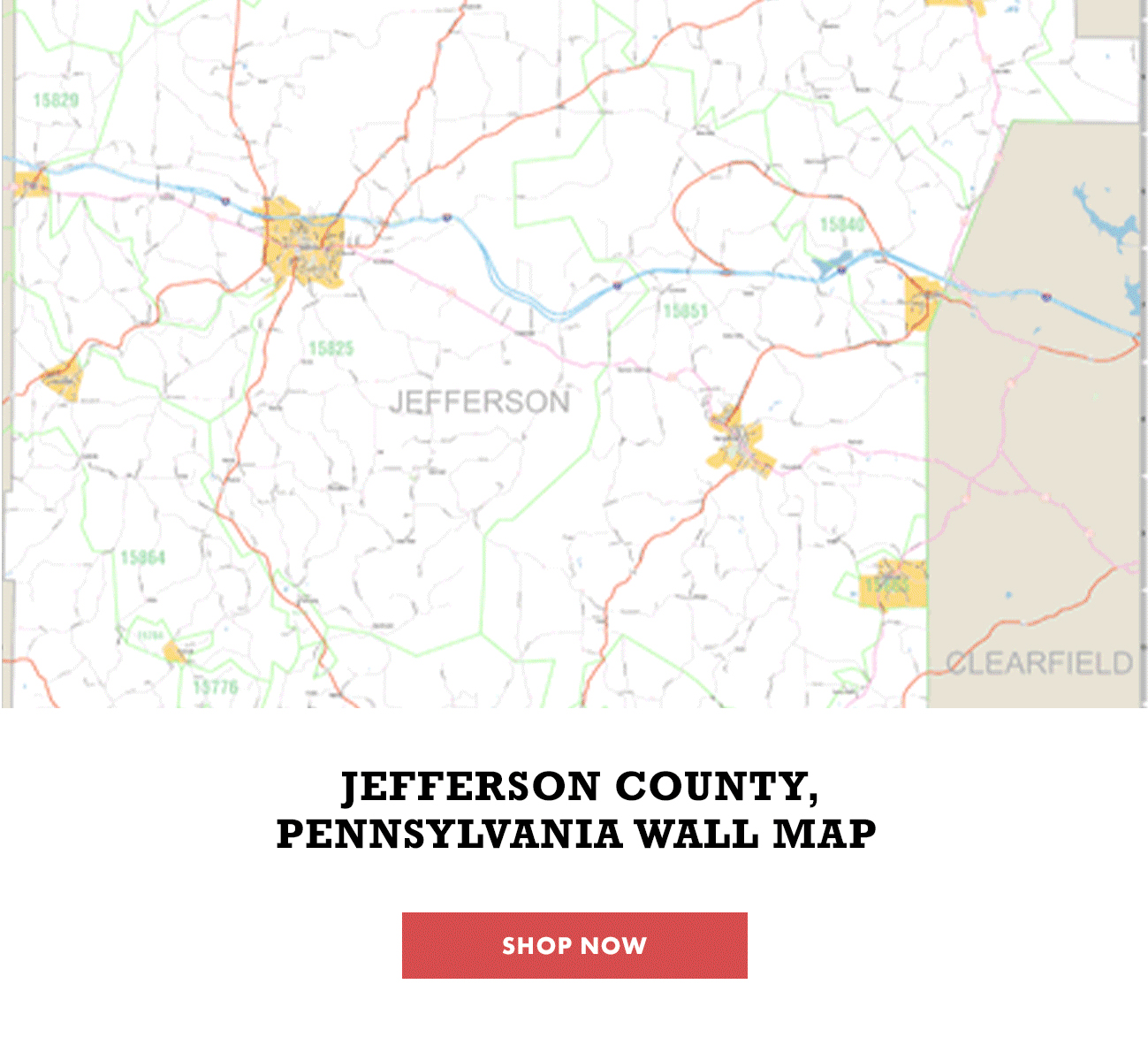 Jefferson Country Pennsylvania Wall Map Shop Now