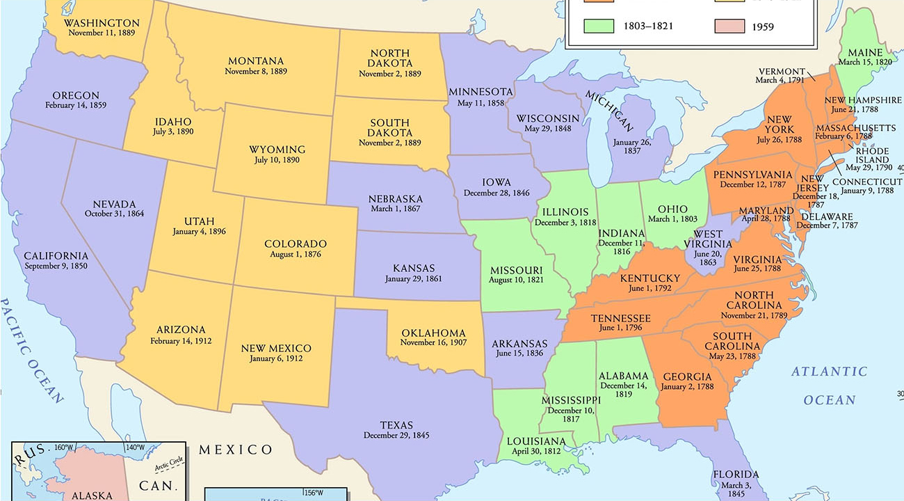 The U.S. Dates of Statehood Map