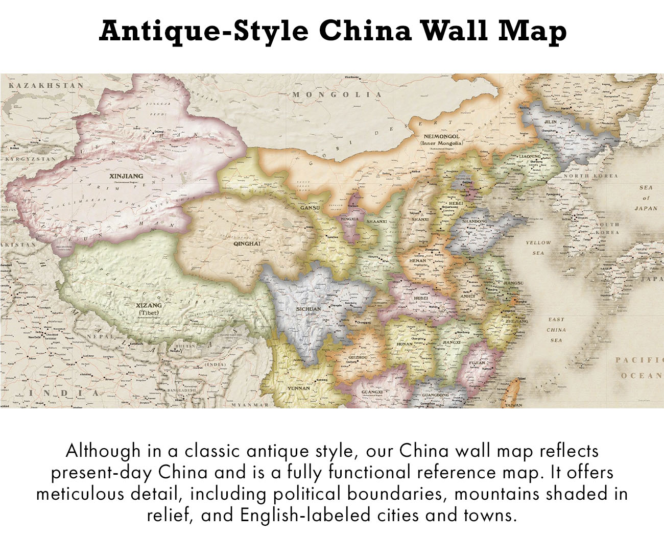 Antique Style China Wall Map