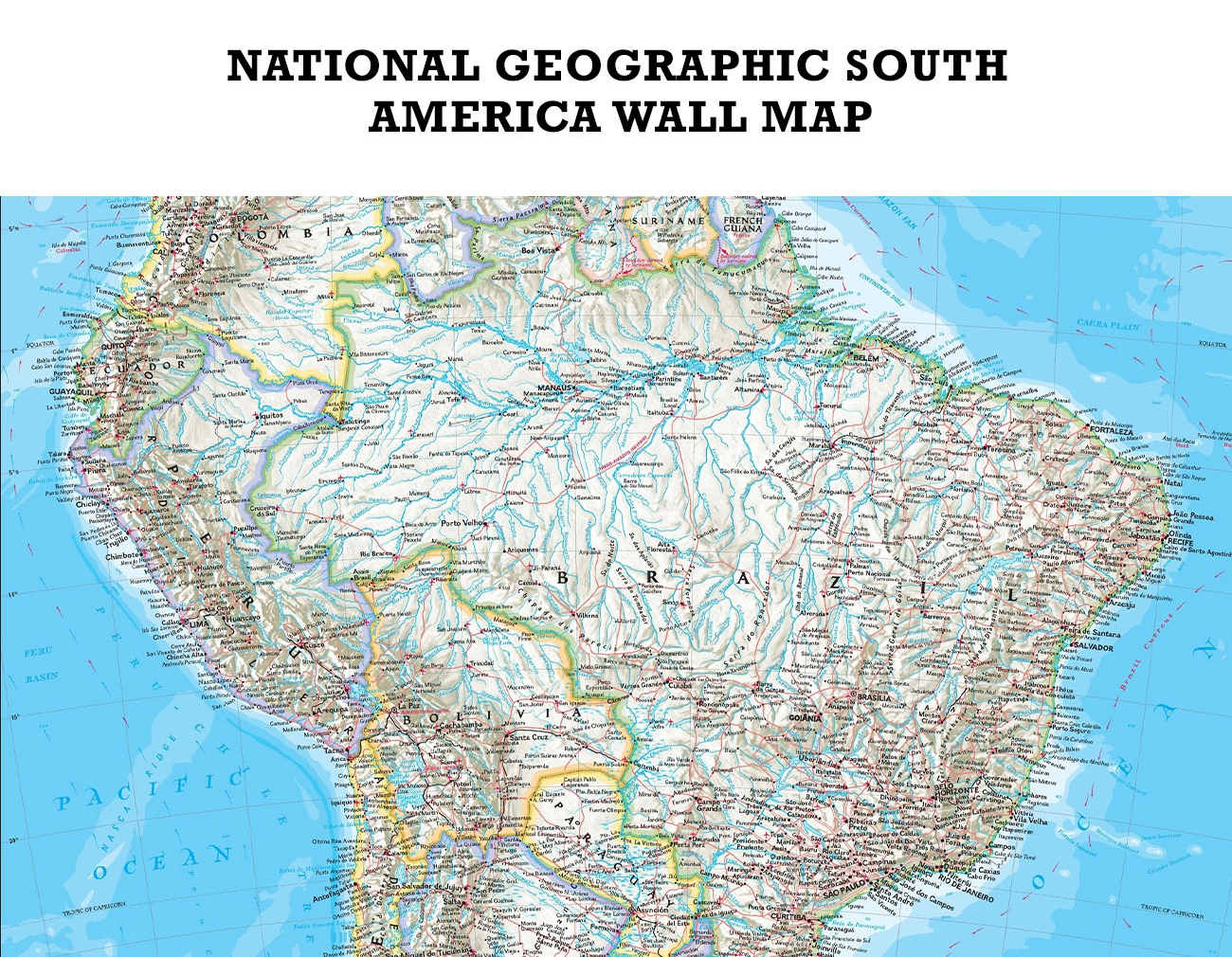 National Geographic South America Wall Map