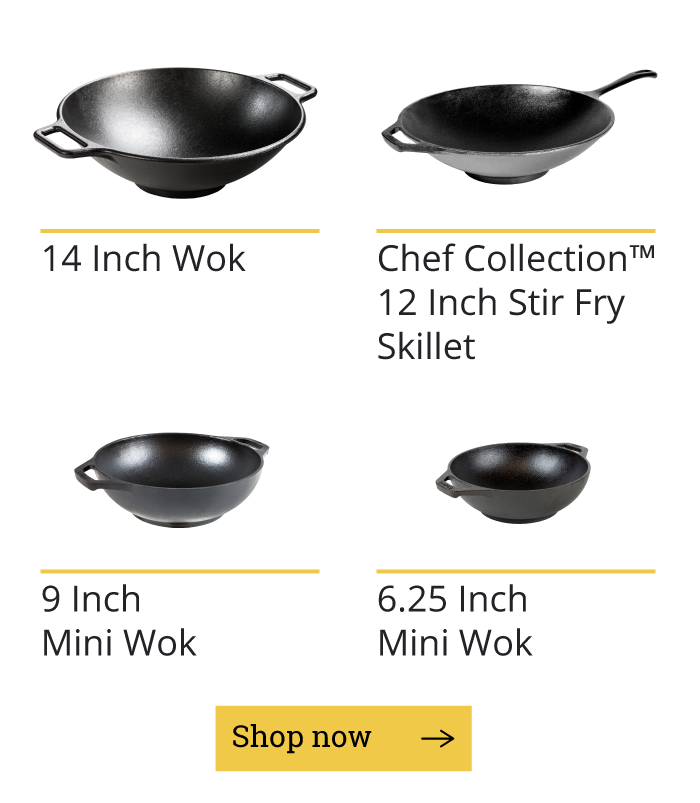 14 Inch Wok,  Chef Collection (TM) 12 Inch Stir Fry Skillet,  9 Inch Mini Wok,  6.25 Inch Mini Wok  [Shop now]
