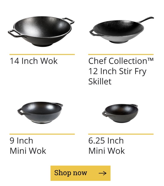 14 Inch Wok,  Chef Collection (TM) 12 Inch Stir Fry Skillet , 9 Inch Mini Wok,  6.25 Inch Mini Wok  [Shop now]