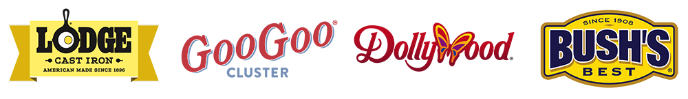 Lodge logo, Goo Goo Cluster logo, Dollywood logo, Bush's logo