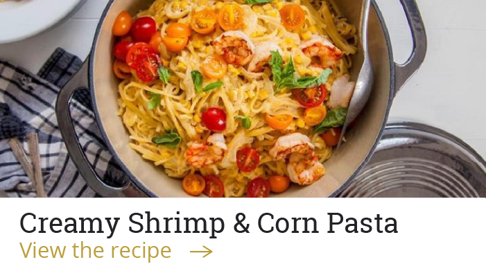 Creamy Shrimp & Corn Pasta [View the recipe]