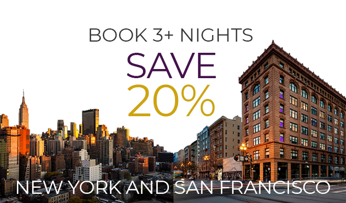 Save 20% when you book 3 nights or more at YOTEL New York and YOTEL San Francisco. Now you can explore each city without breaking the bank!