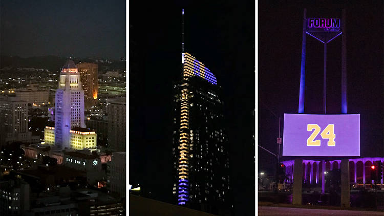All of Los Angeles has gone purple and gold in honor of Kobe Bryant