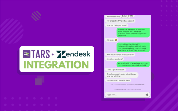 Tars Chatbot ?? Zendesk Chat - Summon Zendesk Live Chat Agent inside your Tars Chatbot | Product Hunt
