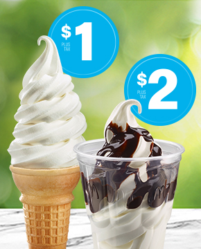 $1* cone and $2 sundae