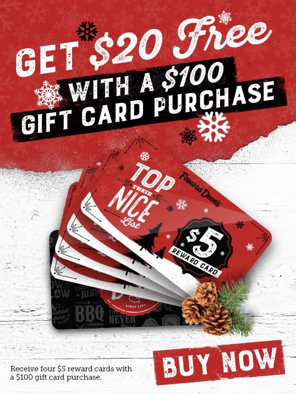 Get $20 when You Purchase a $100 Gift Card!