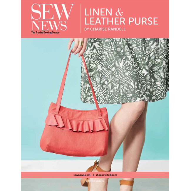 Linen and Leather Purse Sewing Digital Pattern - image