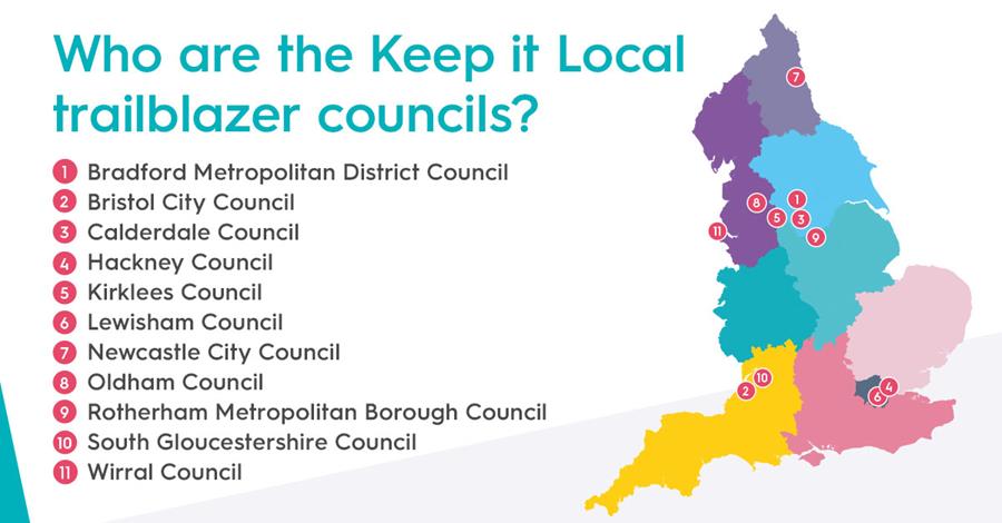 A map showing the list of the 11 Keep it Local Councils