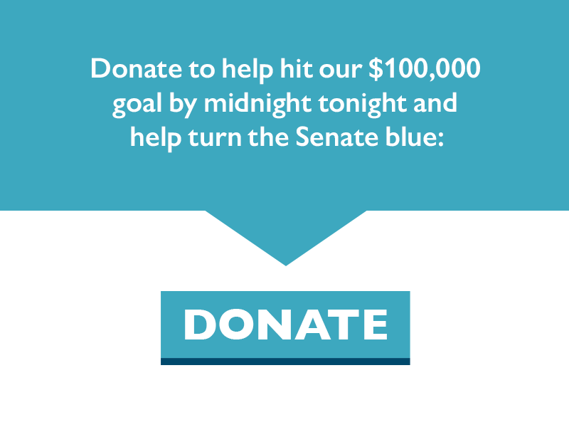 Donate to help hit our $100,000 goal by midnight tonight and help turn the Senate blue.