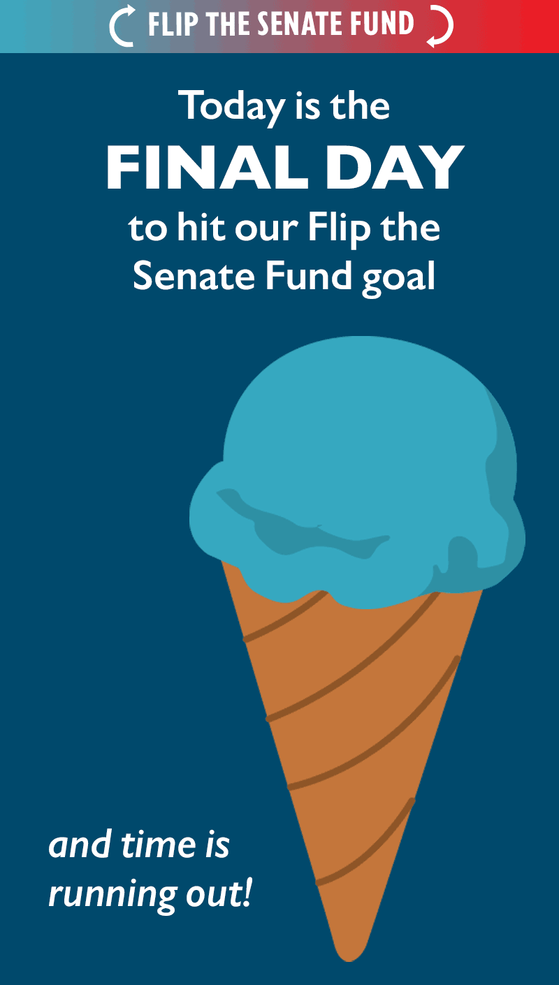 Today is the 
FINAL DAY
to hit our
Flip the Senate Fund goal
and time is running out!
