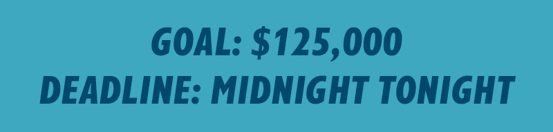 Goal: $125,000. Deadline: Midnight Tonight.