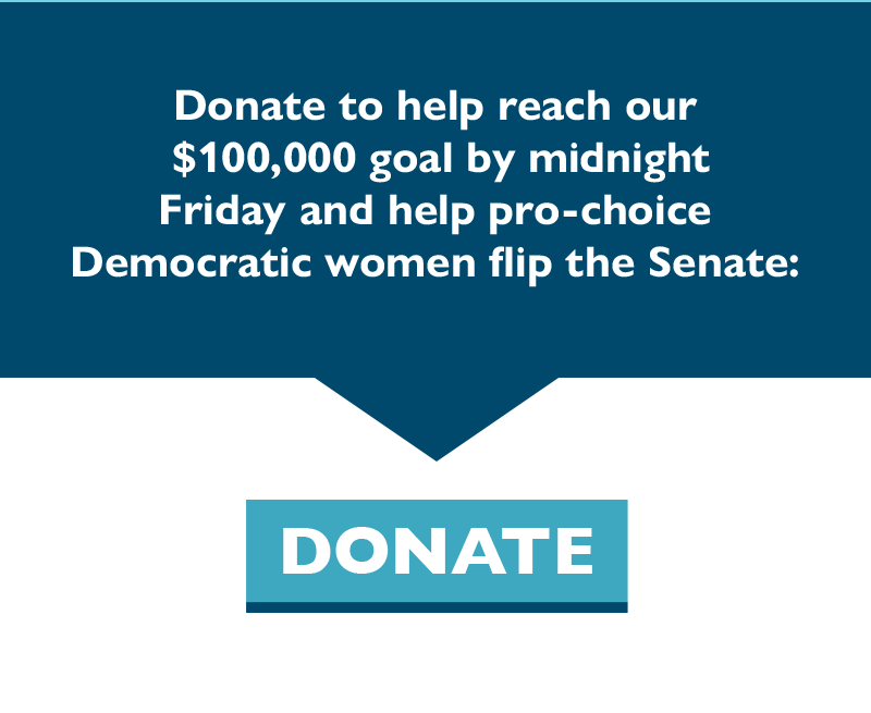 Donate to help reach our $100,000 goal by midnight Friday and help pro-choice Democratic women flip the Senate.