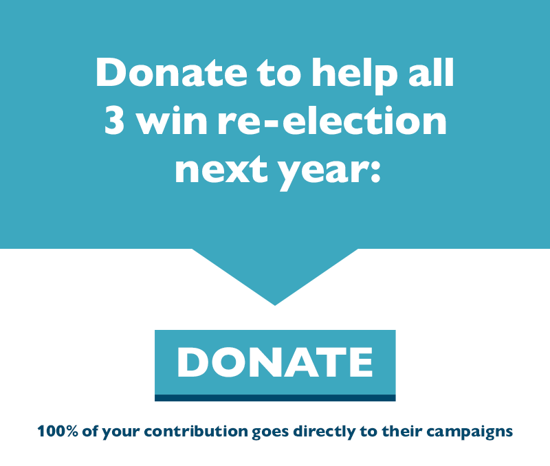 Donate to help all three win re-election next year.

100% of your contribution goes directly to their campaigns.