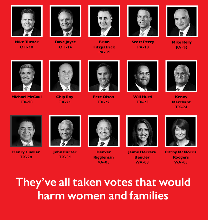 They've all taken votes that would harm women and families.