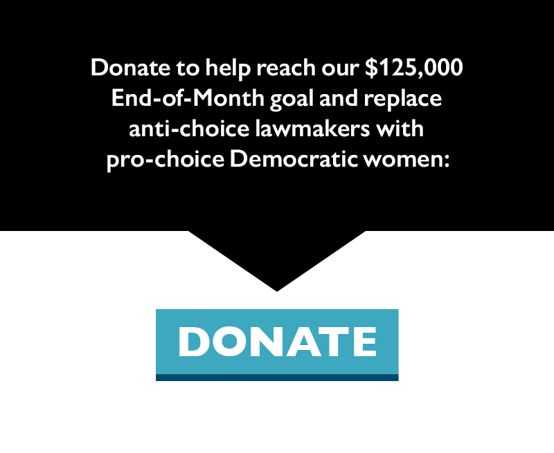 Donate to help reach our $125,000 End-of-Month goal and replace anti-choice lawmakers with pro-choice Democratic women.