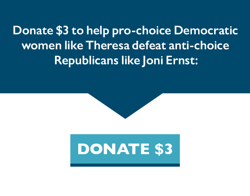 Donate $3 to help pro-choice Democratic women like Theresa defeat anti-choice Republicans like Joni Ernst.