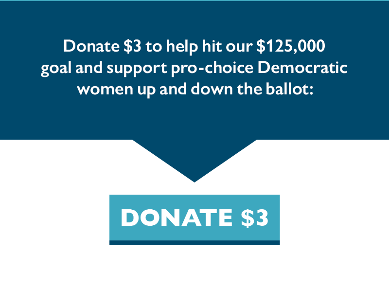Donate $3 to help hit our $125,000 goal and support pro-choice Democratic women up and down the ballot.