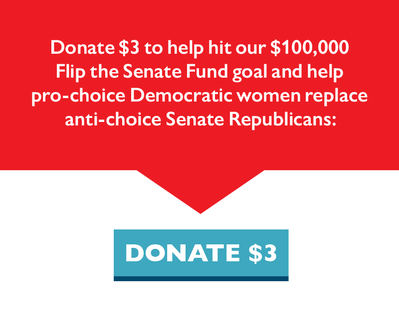 Donate $3 to help hit our $100,000 Flip the Senate Fund goal and help pro-choice Democratic women replace anti-choice Senate Republicans:
