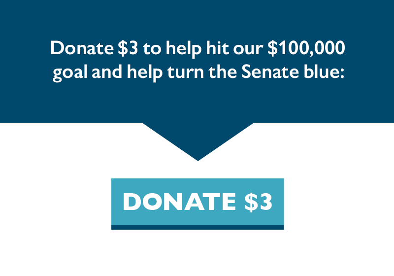Donate $3 to help hit our $100,000 goal and help turn the Senate blue.