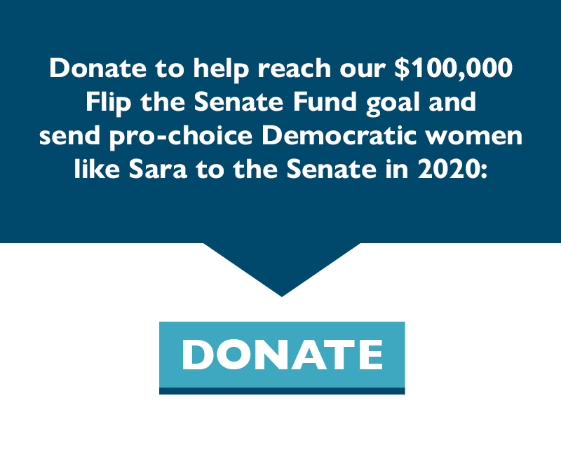 Donate to help reach our $100,000 Flip the Senate Fund goal and send pro-choice Democratic women like Sara to the Senate in 2020.