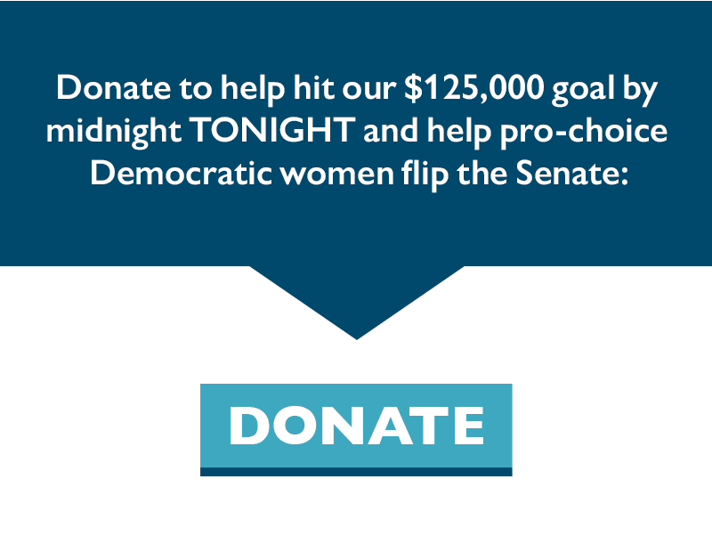 Donate to help hit our $125,000 goal by midnight TONIGHT and help pro-choice Democratic women flip the Senate.