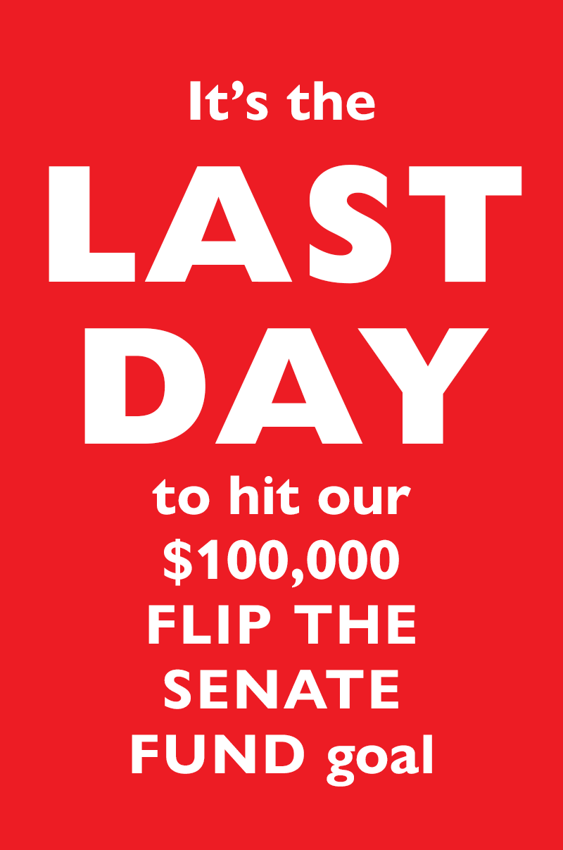 It's the LAST DAY to hit our $100,000 Flip the Senate Fund goal.