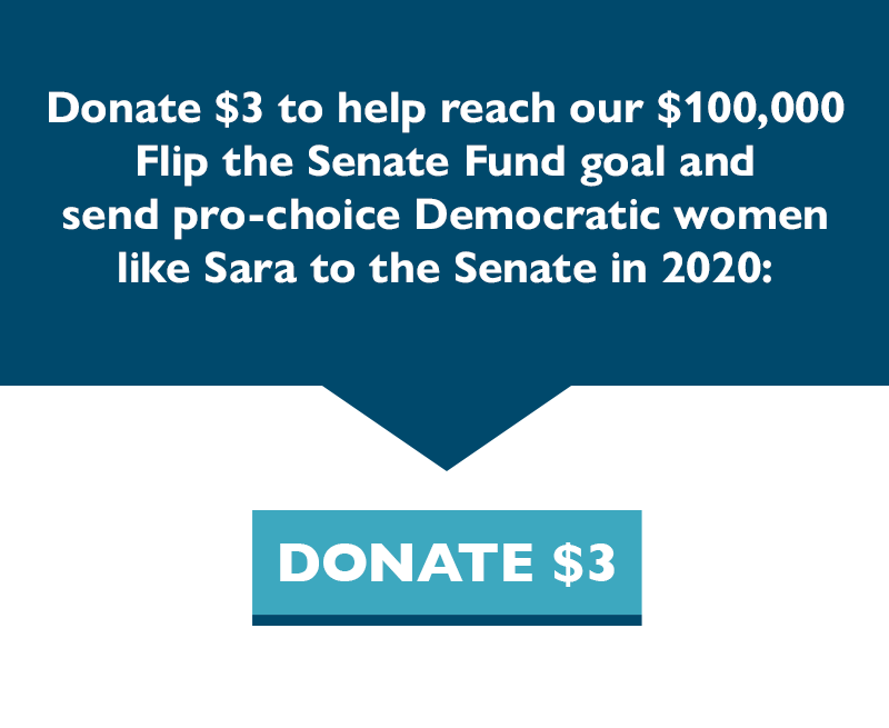 Donate $3 to help reach our $100,000 Flip the Senate Fund goal and send pro-choice Democratic women like Sara to the Senate in 2020.
