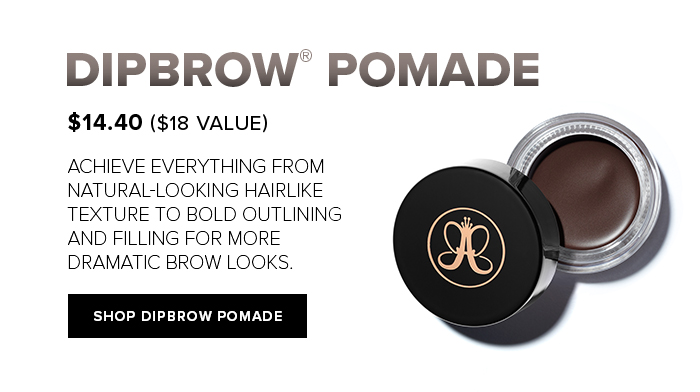 DIPBROW POMADE. $14.40($18 VALUE). ACHIEVE EVERYTHING FROM NATURAL-LOOKING HAIRLIKE TEXTURE TO BOLD OUTLINING AND FILLING FOR MORE DRAMATIC BROW LOOKS. SHOP DIPBROW POMADE