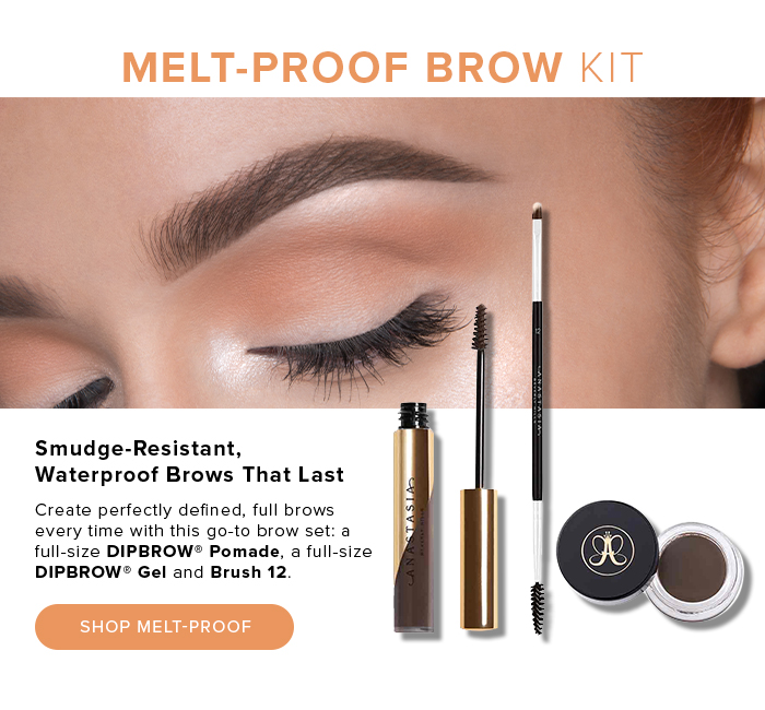 MELT-PROOF BROW KIT. Smudge-Resistant, Waterproof Brows That Last. Create perfectly defined, full brows every time with this go-to brow set: a full-size DIPBROW(R) Pomade, a full-size DIPBROW(R) Gel and Brush 12.SHOP MELT-PROOF