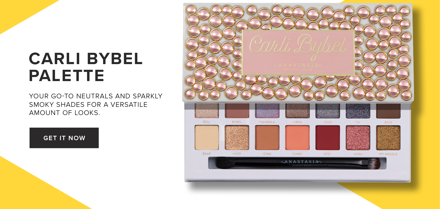 CARLI BYBEL PALETTE. YOUR GO-TO NEUTRALS AND SPARKLY SMOKY SHADES FOR A VERSATILE AMOUNT OF LOOKS. GET IT NOW