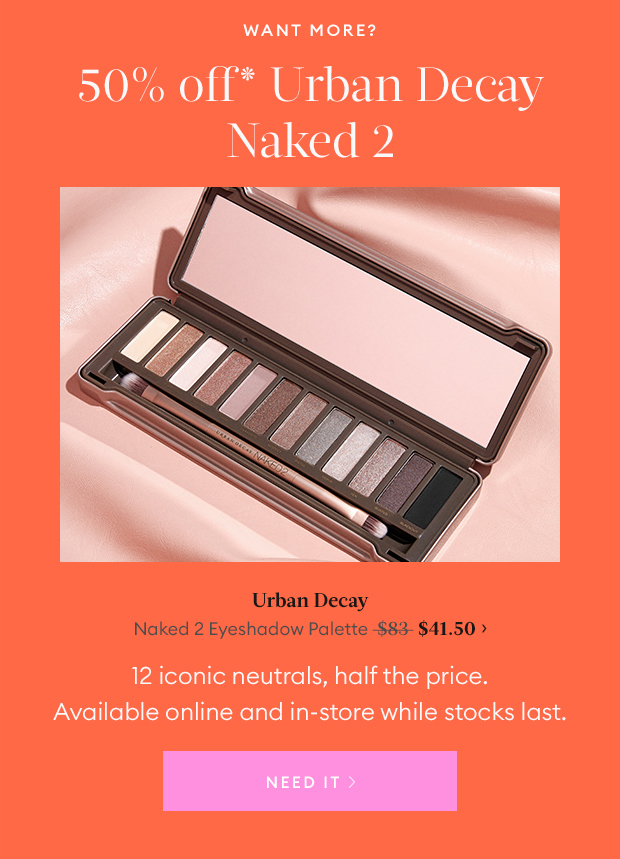 50% off Urban Decay Naked 2 Eyeshadow Palette $41.50
