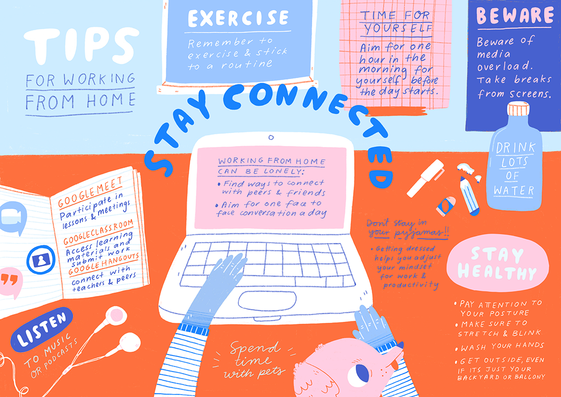 illustration of tips for working from home