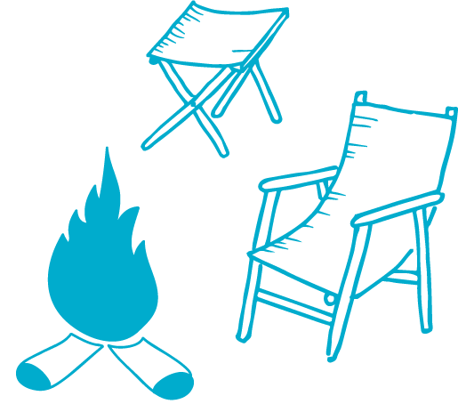 campfire with two chairs