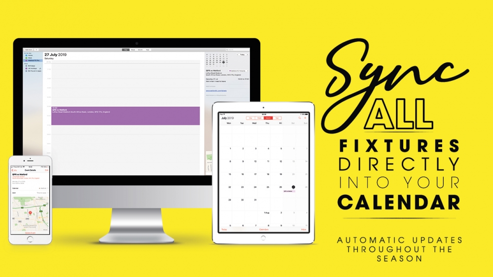 Sync all fixtures directly into your online calendar