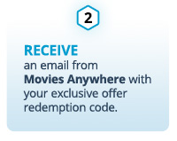 2. Receive an email from Movies Anywhere with your exclusive offer redemption code.